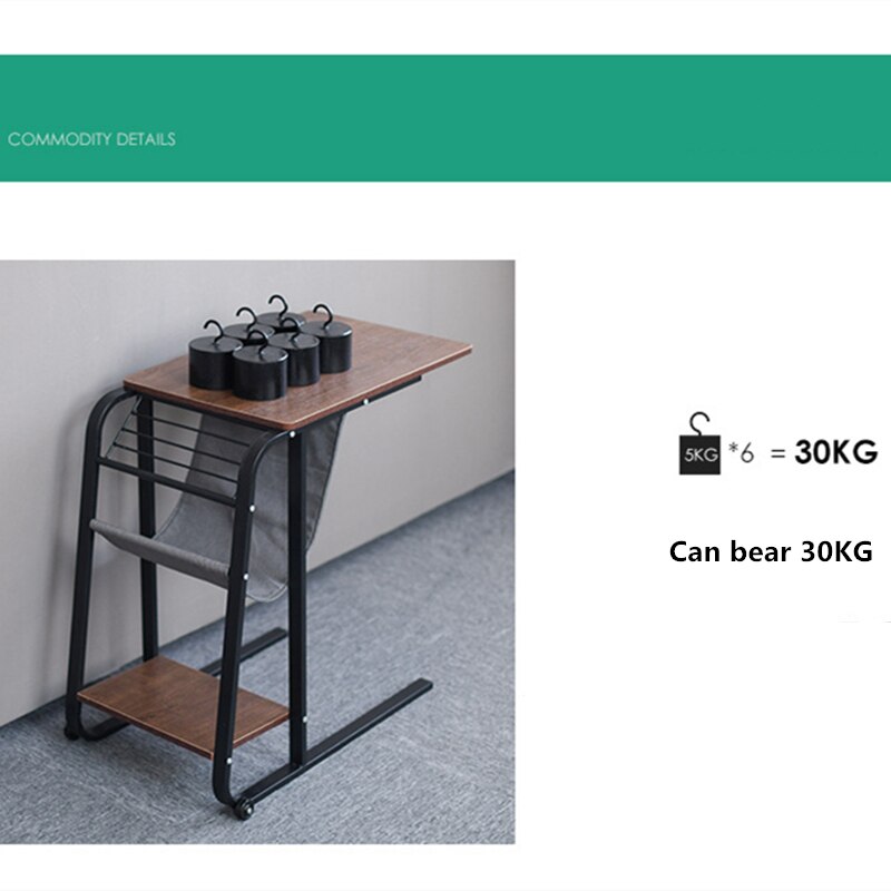 Movable bedside laptop desk household carbon steel skeleton high lifting bed with small side table storage rack