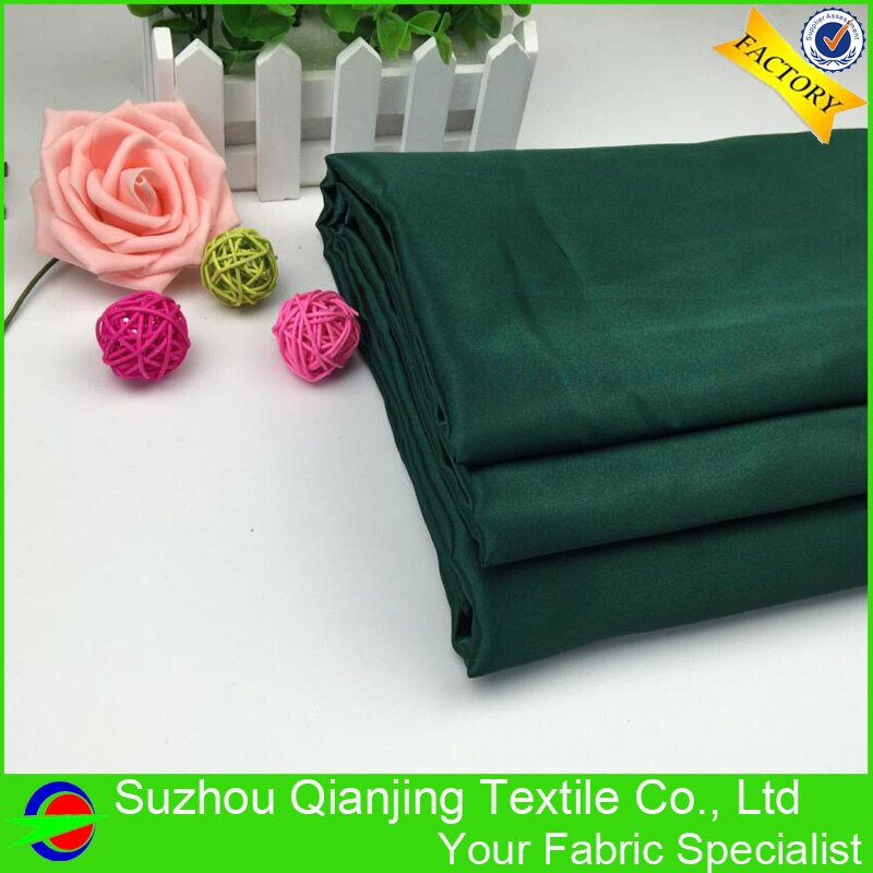 Satin de Polyester vert foncé, tissu teint uni, brillant, doux et lisse