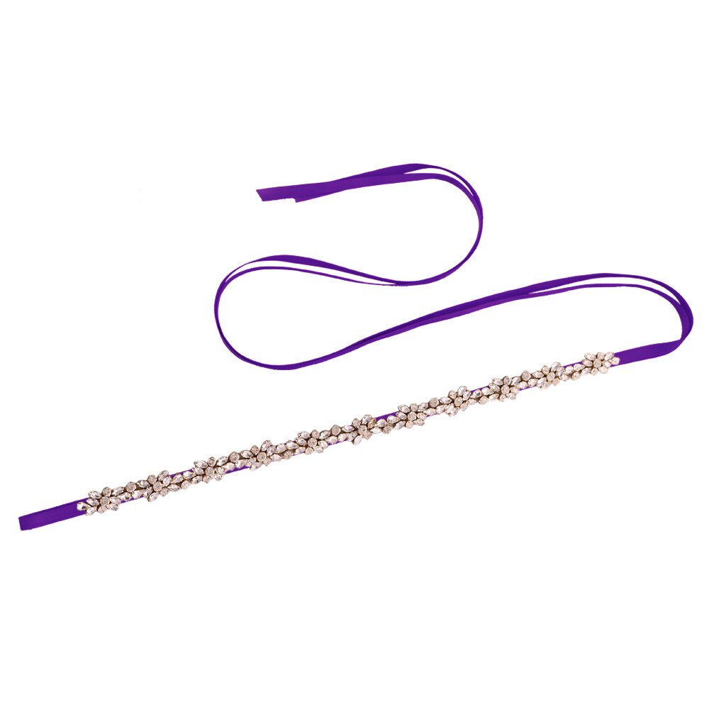 TRiXY S437-G cinturones de diamantes de imitación dorados para mujer, cinturón de cinta nupcial, cinturón de cintura nupcial, joyería, cinturón decorativo, cinturón de faja para chica: purple