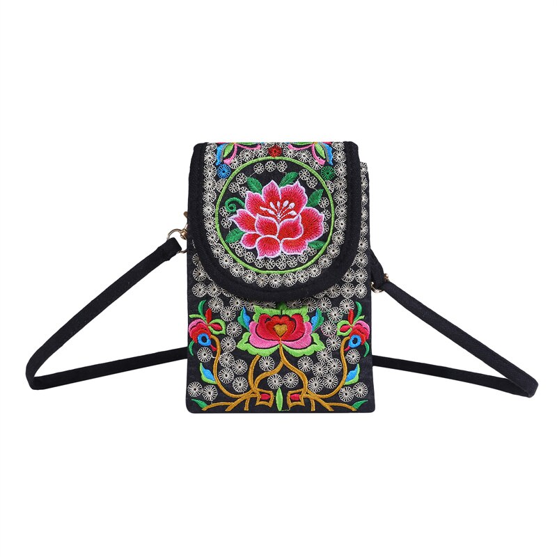 Damen-handytasche, umhängetasche, schultertasche, geldbörse, handtasche, beutel, ethno-stil, bestickte tasche, klapptasche aus Segeltuch, retro-stil: Typ 3