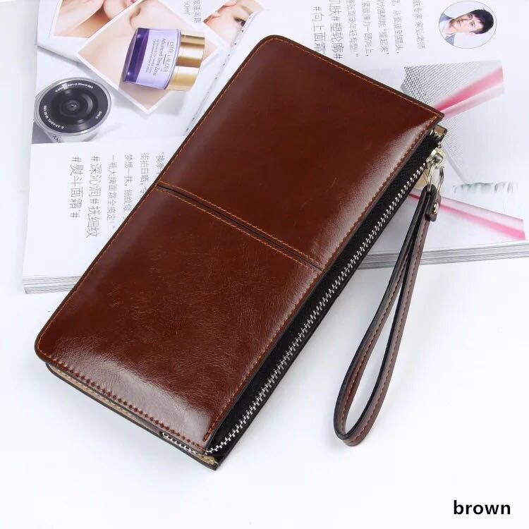 Women Wallets Long Candy Oil Leather Wallet Day Clutch Women's Purse Female Purse Clutch Card Holder: 9