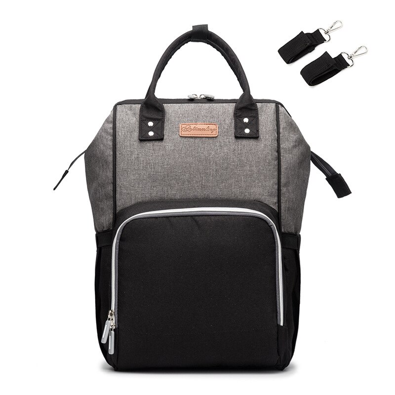 Ankommling Stijl Gemengde Kleuren Mother 'S Bag Multi-Functionele Grote Capaciteit Schouder Mama Tas Usb Rugzak: Hot Selling Greyish Black