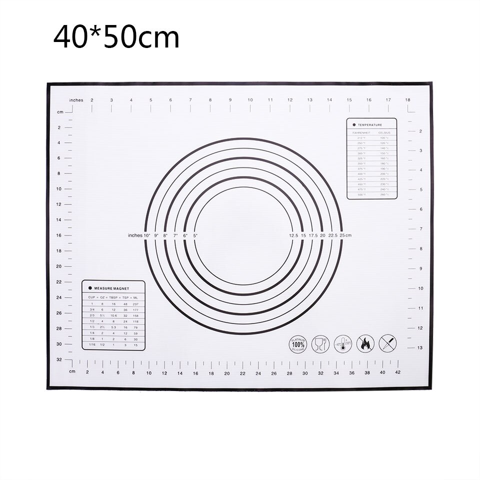 Vip Siliconen Bakken Mat Milieuvriendelijke Mat Voor Rolling Deeg Pad Grote Non-stick Oven Patisserie Bakken Accessoires Gereedschap: 40X50CM Black