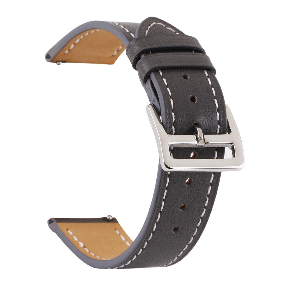 18mm 20mm 22mm 24mm Universal Single Tour Genuine Leather Watch Band Wristband For Samsung Galaxy 46/42mm Gear S3 Strap: Gray / 20mm