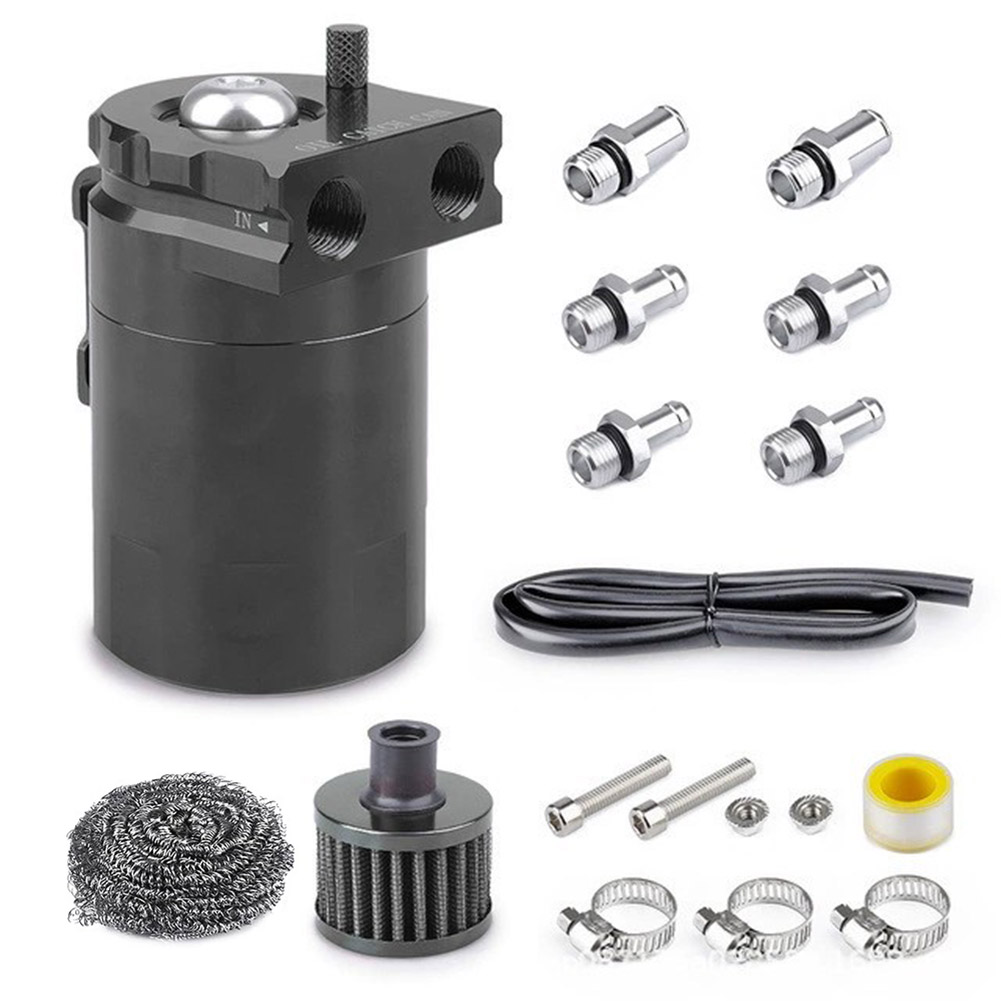 Kit de tanque de aceite con filtro de aire para coche, trampa de combustible, accesorios de piezas de automóviles: Negro
