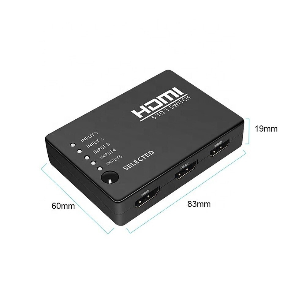HDMI-Compatible Switch 5 Port Wireless Remote Splitter 1080P 5 In 1 Out 4K Adapter for XBOX 360 PS3 PS4 Android HDTV Switcher