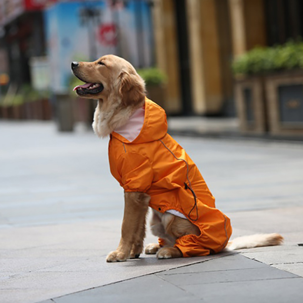Large Dog Outdoor Hooded Overalls Raincoat Clothes Waterproof Rain Jumpsuit For Big Medium Small Dogs Golden Retriever Labrador