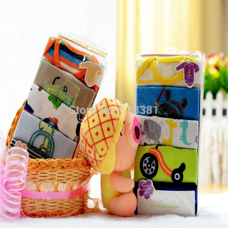 Hoge Qaulity Pack Van 5 Baby Boy Girl Lange Mouw Bodysuits Baby Dragen Katoen 3M Tot 48M Met label Op Hals