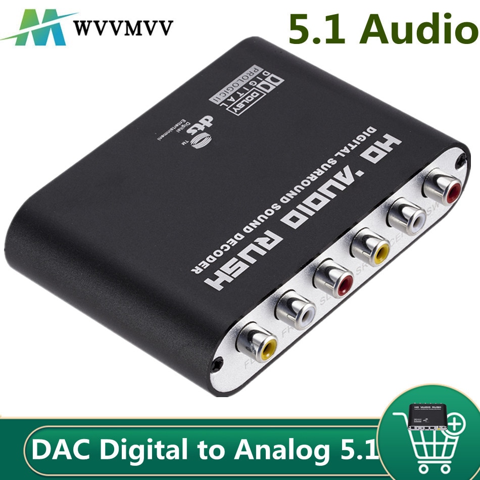 WVVMVV5.1 CH audio decoder SPDIF Coaxial to RCA DTS AC3 Optical digital Amplifier Analog Converte amplifier HD Audio Rush