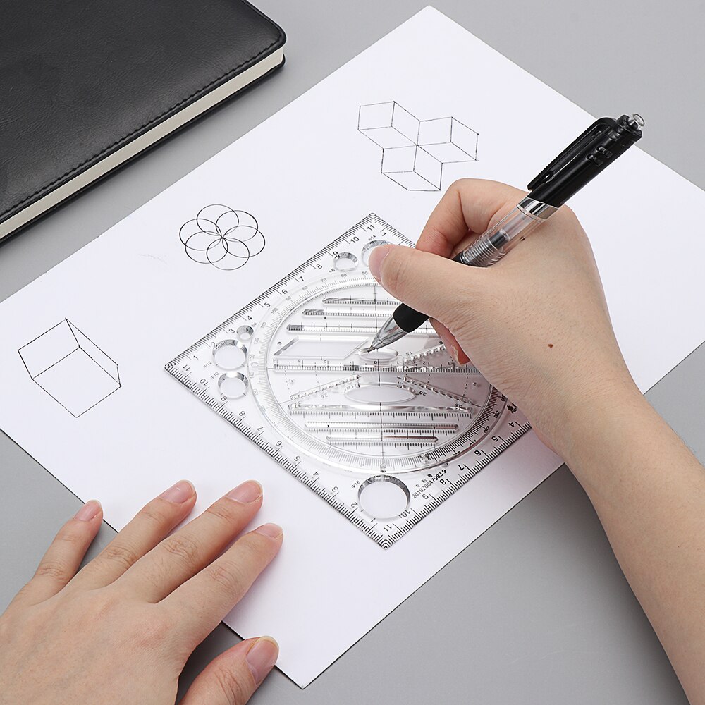 Règles de mesure à dessin rapide Kaleidoscope, 1 pièce, géométrique multifonctionnel, dessin , fournitures scolaires et de bureau pour étudiants