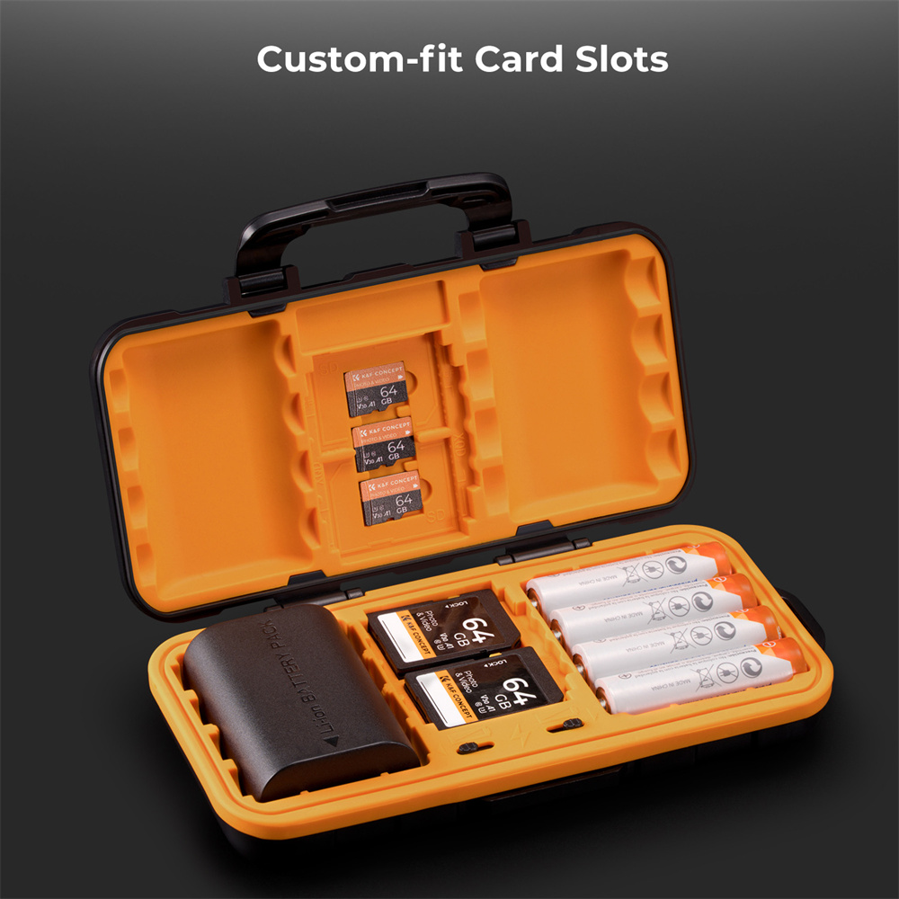 K&F Concept Waterproof Shockproof Card Slot ABS Shell Camera Battery Memory Card Case Large Capacity