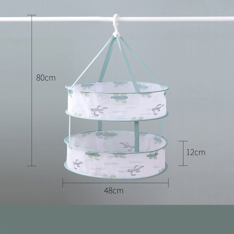 Cartoon Style Clothes Laundry Drying Net Single Double Layer Underwear Drying Basket Round Sweater Socks Drying Net Windproof: 1 layer D 48cm