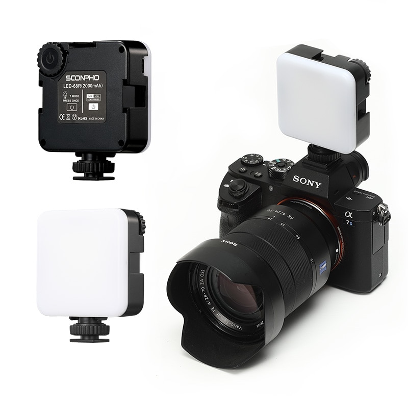 LED 68R 6W RGB Mini LED Video Light 2000mAh Built-in Battery 5500K Photographic Lighting U Bright 2700K-6500K Vlog Fill Light