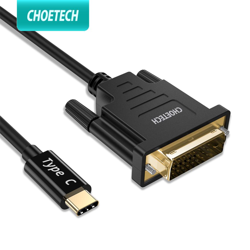 Choetech usb type c til dvi kabel 4k 30hz 1.8m usb c til dvi -d 24+1 adapter til macbook samsung  s10 s9 s8 type c div d adapter
