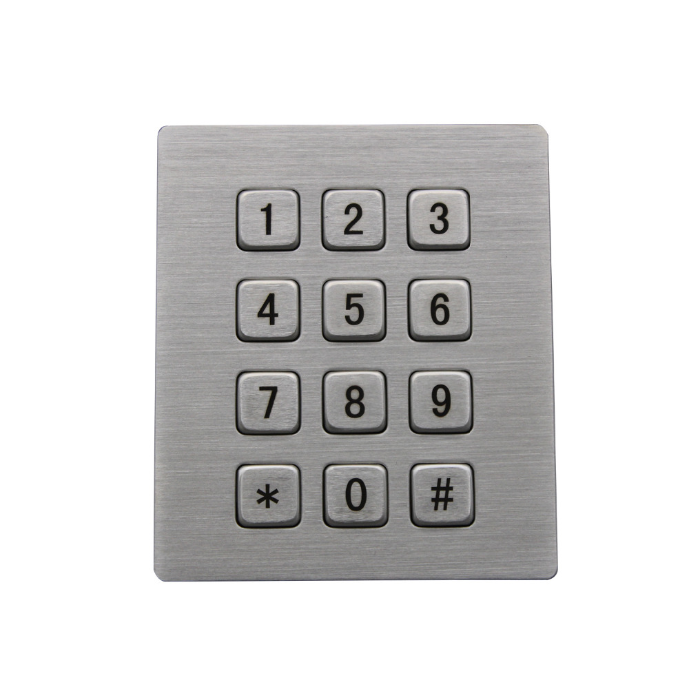 Mechanical Rugged Industrial Keyboard with 12 Keys IP65 3x4 Kiosk Metal Matrix Keypad Stainless Steel Metallic Waterproof Slim