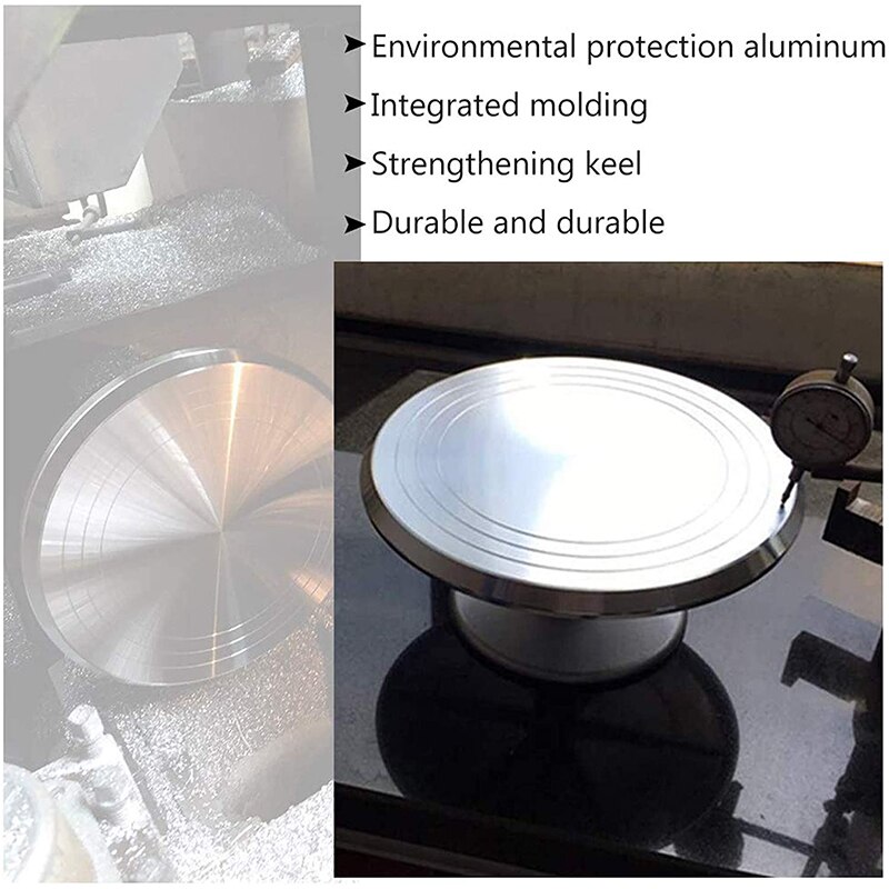 Aluminium Alloy Rotating Cake Turntable 12'' Revolving Cake Stand with Non-slipping Silicone Bottom Ideal Cake Decorating Supply