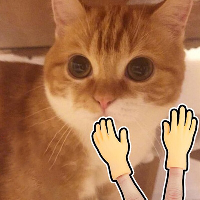 Guantes de dedo pequeño de juguete de masaje, mano humana falsa para gato, accesorios de broma