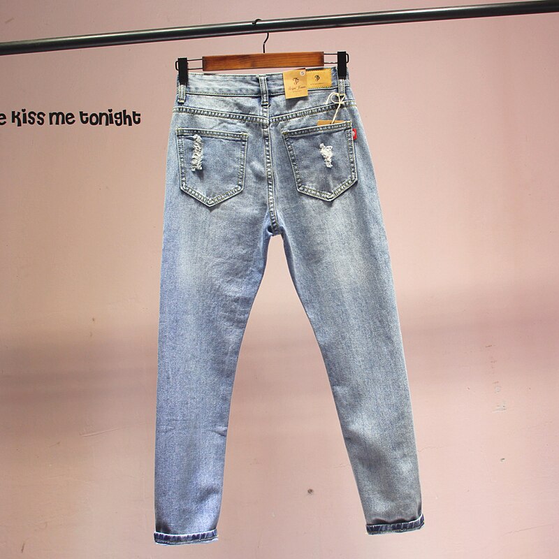 Pantalones vaqueros de las mujeres de primavera y otoño de trabajo pesado bordado flor pantalones de Mujer Vaqueros estilo coreano sueltos longitud del tobillo Harem Jeans pantalones Y86