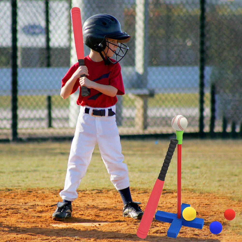 Barn mjuk bat barn skum t-ball baseball set leksak 8 olika färgade bollar inkluderar organisera väska för pojkar över 1 år  #40