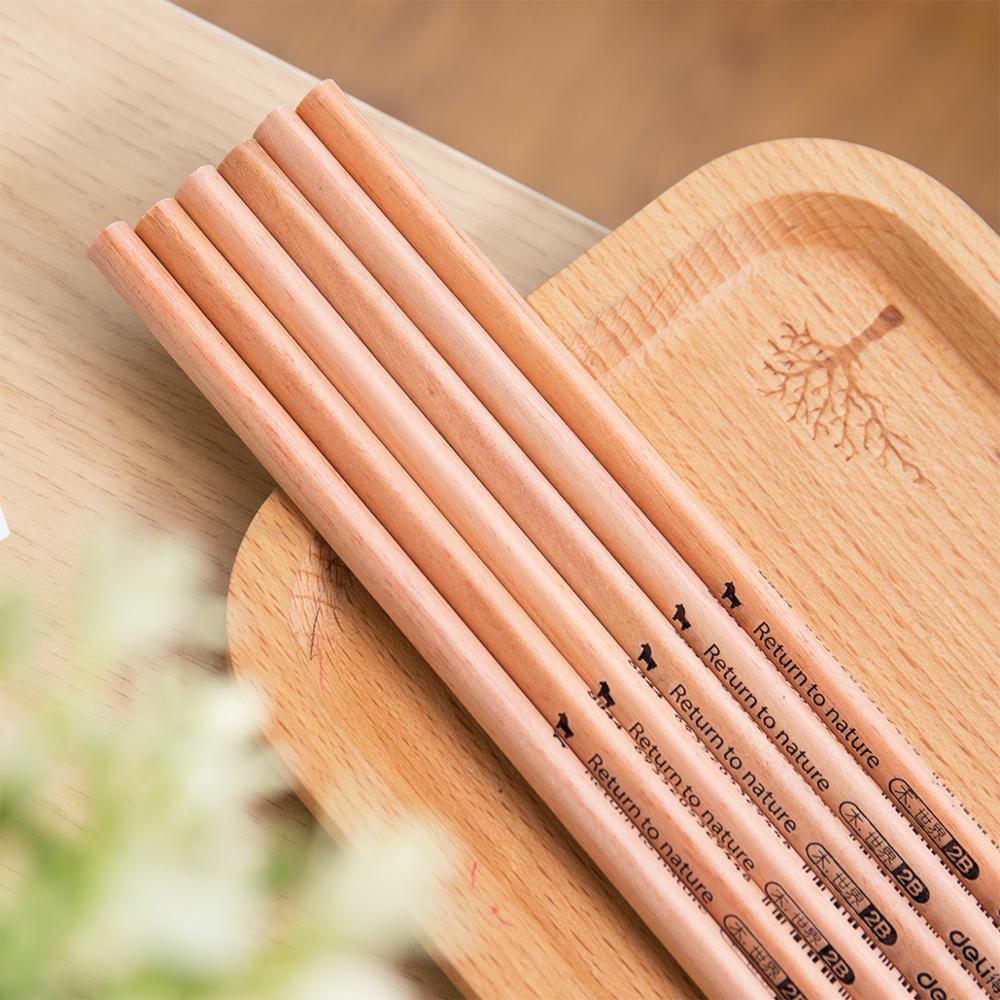 Deli log Wood Pencil 2B HB primary school children kindergarten writing test drawing sketch special pencil safety stationery