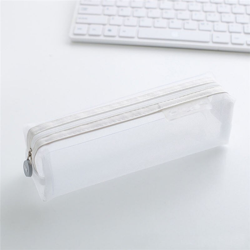 Estuches de lápices transparentes para niñas, 1 unidad, artículos para la mochila del colegio, estuche de papelería, caja de lápices Kawaii: white