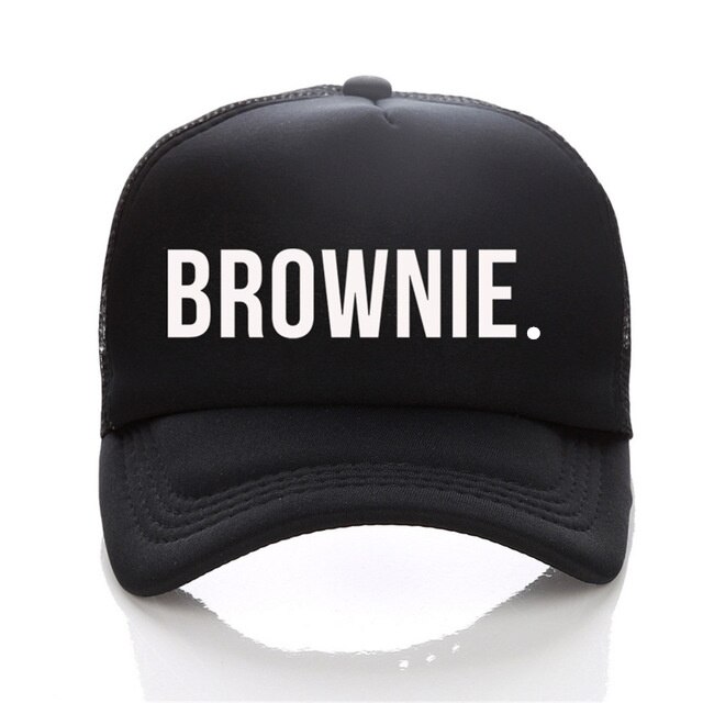 Blondie brownie baseball caps trucker mesh cap kvinder til veninder hendes kasketter bill hip-hop snapback hat gorras: Brownie sort