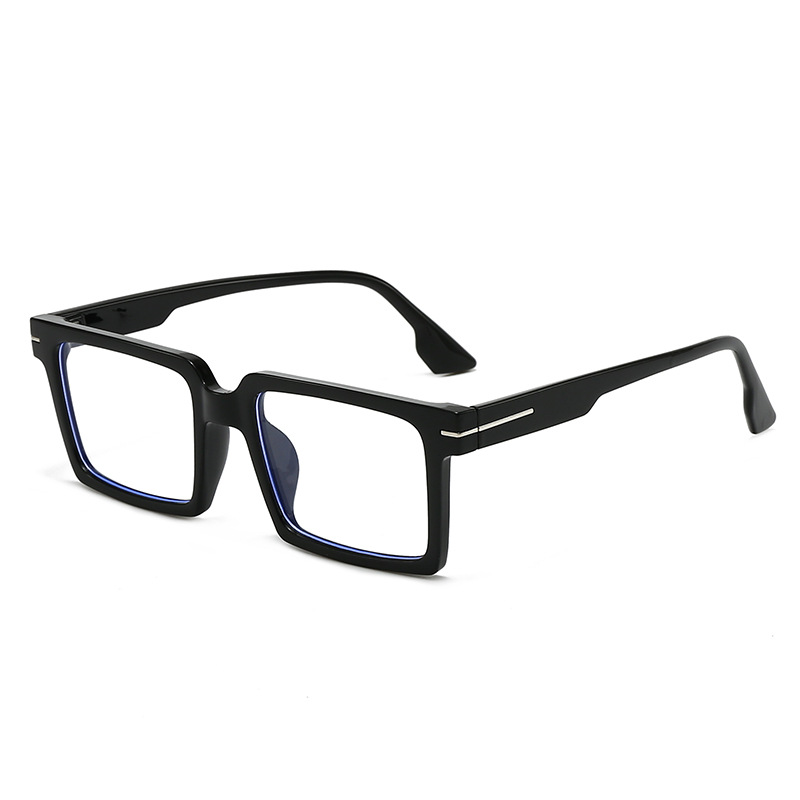 European and American fashionable square frame glasses, daily decoration for men and women, anti-blue light glasses for shopping: black