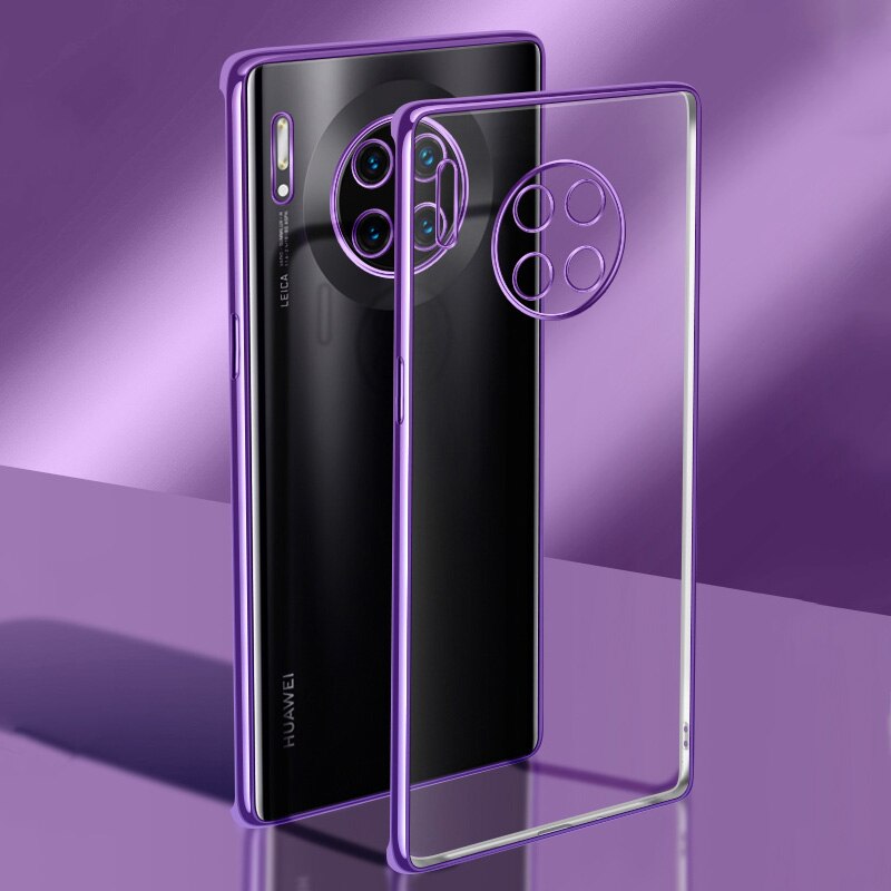 Camera Beschermende Plating Slanke Telefoon Case Voor Huawei Mate 30 Pro Mate30Pro Originele Soft Clear Ultradunne Silicone Cover: Mate 30 / Purple