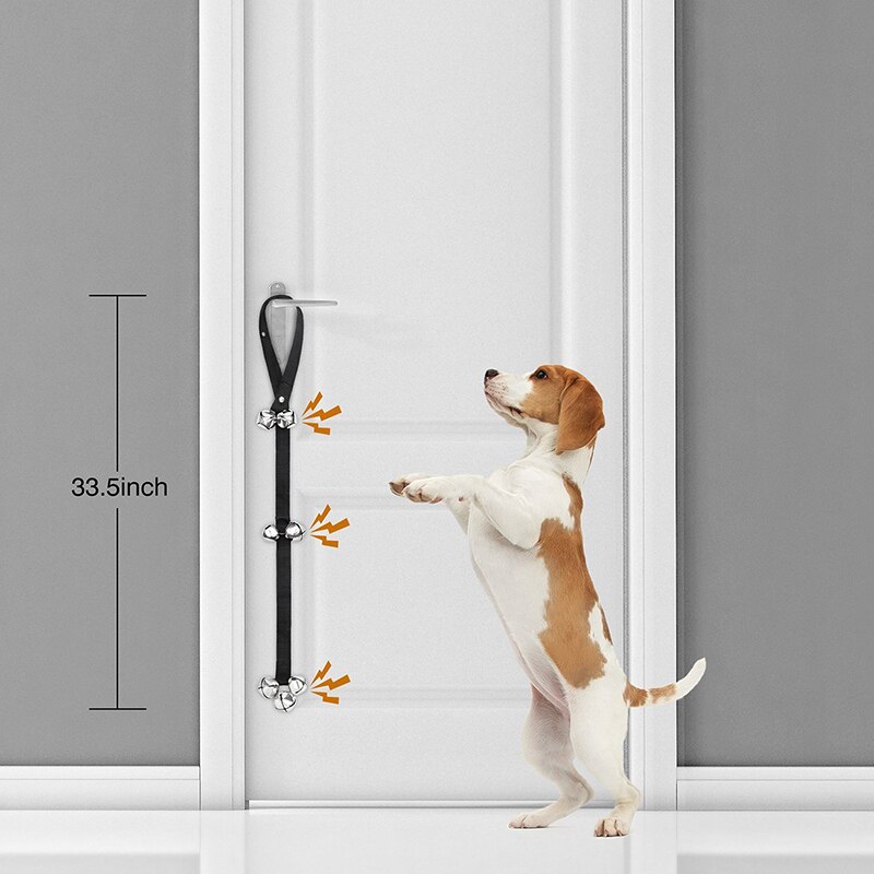 Kæledyr hund træning hund dørklokke justerbart reb med 7 metal klokker husbrydning klikker dørklokke til hunde katte kæledyr tilbehør