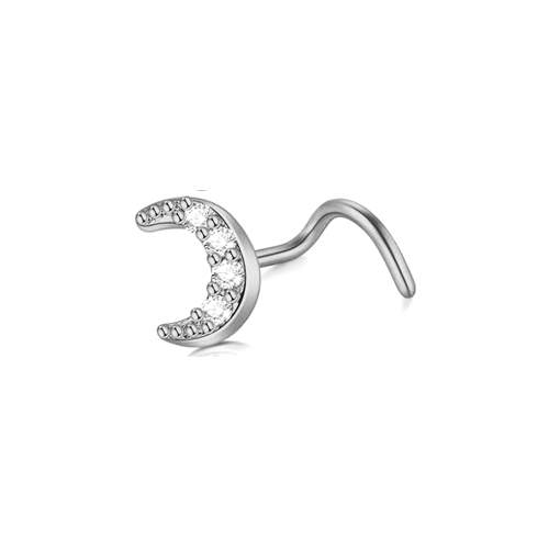 1 pz acciaio chirurgico cristallo anelli penetranti al naso e borchie perno al naso a forma di L zircone anello al naso stile indiano gioielli penetranti Nariz: Champagne Oro