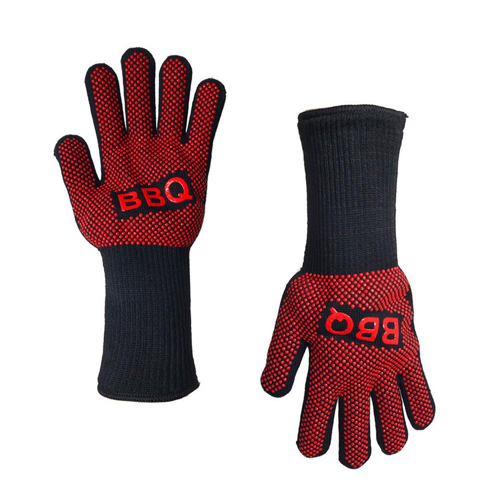 Guantes resistentes al calor para barbacoa, manoplas de silicona antideslizantes para cocinar, hornear, asar al horno, accesorios ignífugos para barbacoa, 1 unidad