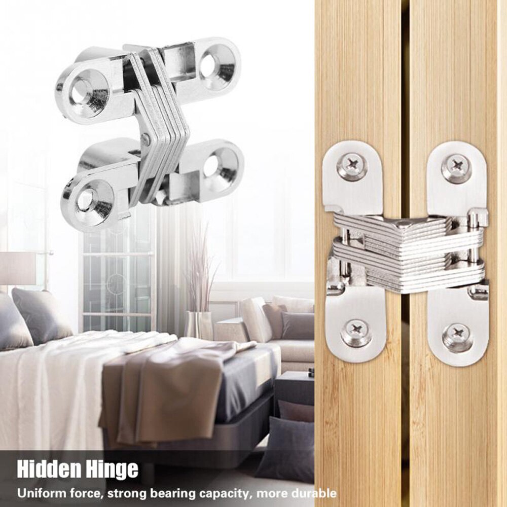 Bisagras invisibles para muebles, bisagra cruzada oculta, puerta de armario, cajas de madera para ventana plegable, 2 uds.