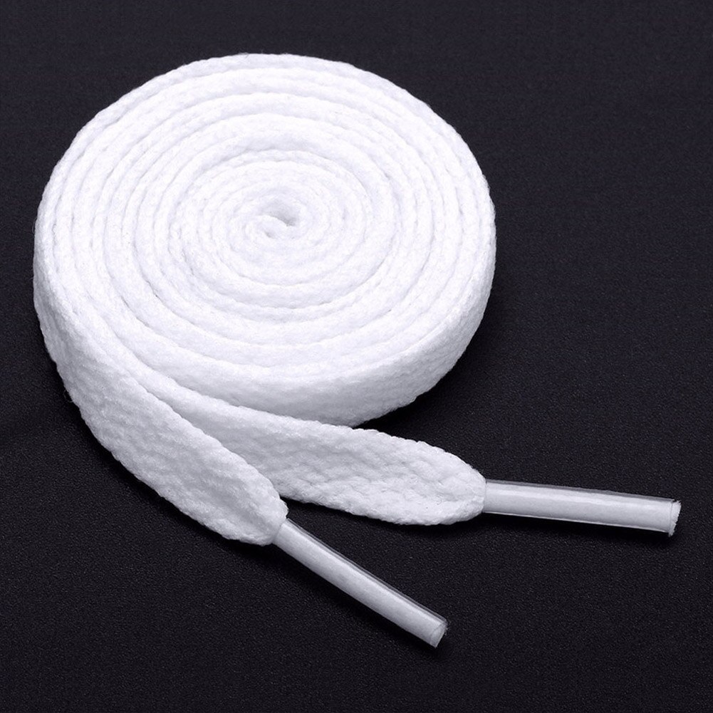 1 Paar Dubbele Platte Veters Polyester Veters Mode Sport Casual Schoen Kant Effen Platte Schoenveter 15 Kleuren: WHITE / 120 CM
