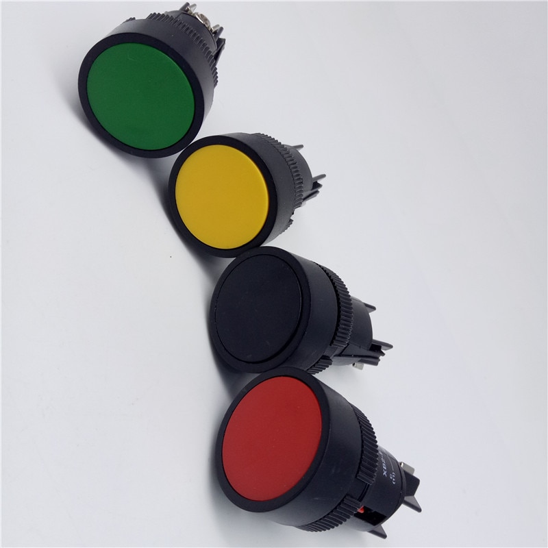1Pcs 22mm momentary Push button switch red green blue yellow black white normal open/normal close XB2-EA142 XB2-EA131
