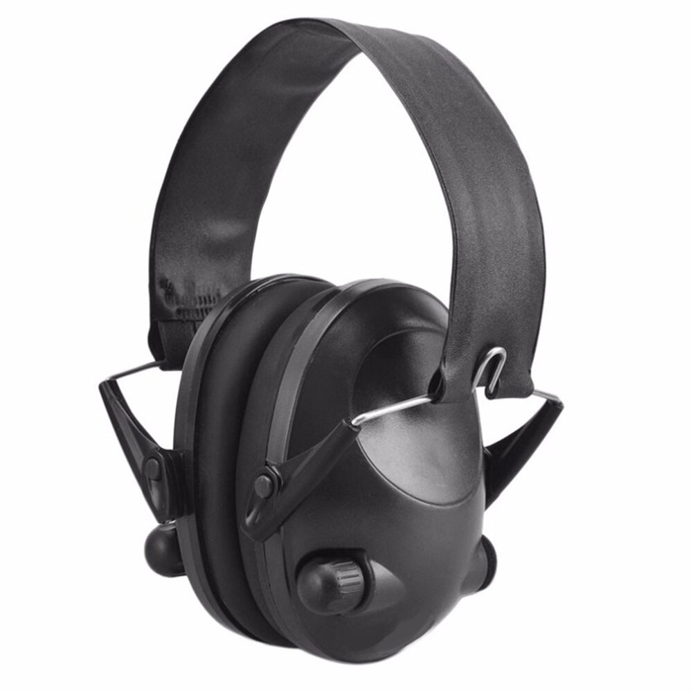 Electronic Earmuffs Hearing Protection Folding Headset Noise Reduction Ear Defenders For Women Men Foldable Reduce Stress: Black
