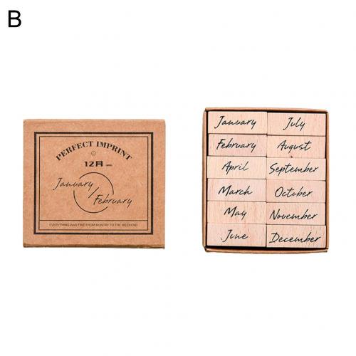 Jahrgang kursiv Holz Gummi Zahlen Englisch Monate Wochen Dichtung Briefmarken Dekor: B
