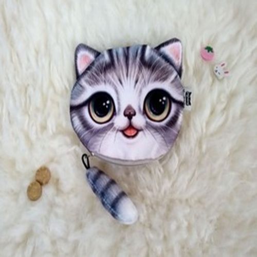 Cute Coin Purses Wallet Ladies 3D Printing Cats Dogs Animal Big Face Change Cute Small Zipper Bag for Women Pouch: 19