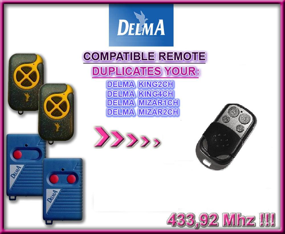 DELMA KING2CH-KING4CH 433,92MHz | Remplacement de télécommande Compatible, code fixe duplicateur de clone à distance