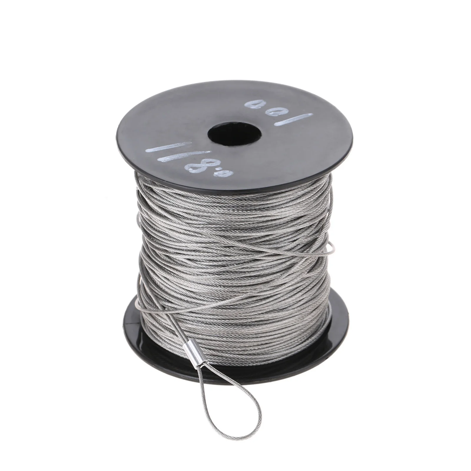 Rostfri Stålwire 100m - 1mm Diameter 7x7 Belagd Kabel - Kit med 150 Krympsprint