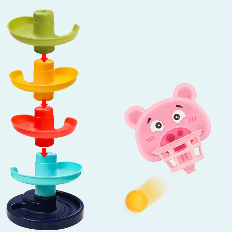 Rolling Ball Pile Tower Puzzle Babys Toys Rattles Spin Track Montessori Educational Newborn Toys For Kids & Hobbies