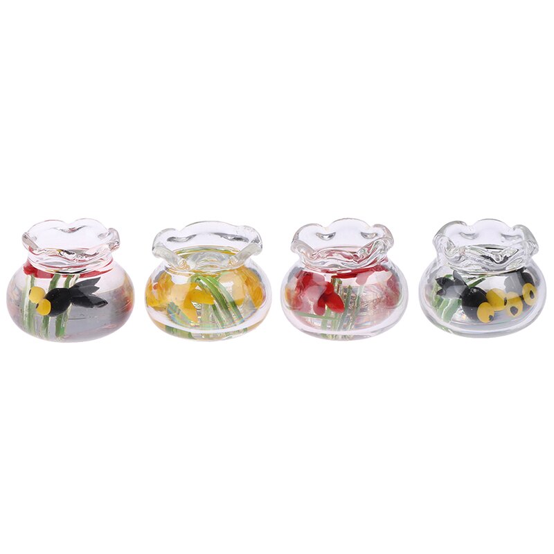 1:12 Poppenhuis Miniatuur Mini Glazen Aquarium Transparante Aquarium Poppenhuis Thuis Ornamenten Kinderen Speelgoed