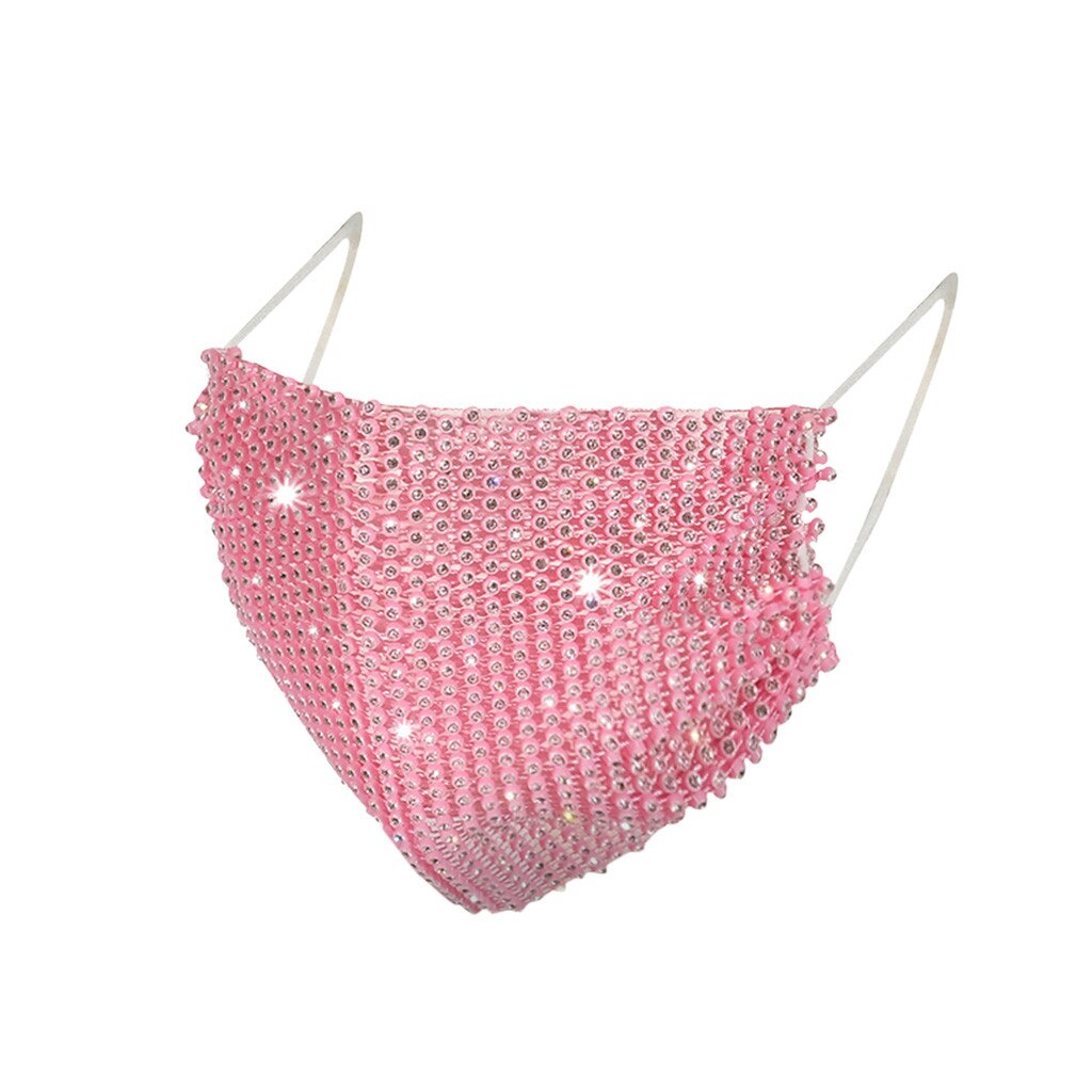 Hoed in snoepkleuren, mondkapje met pailletten voor volwassenen met diamanten, baseballpet, gezichtsbedekking, herbruikbare mondkap voor buitenritten: Roze