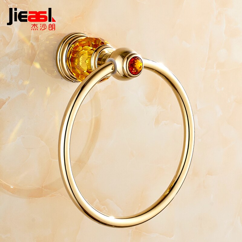 Jieshalang okrągły kryształ okrągły wieszak na ręcznik mosiądz różbyć winnym złoto uchwyt kryształ okrągły wieszak na ręcznik akcesoria łazienkowe robić hotelu ścienny wieszak na ręczniki