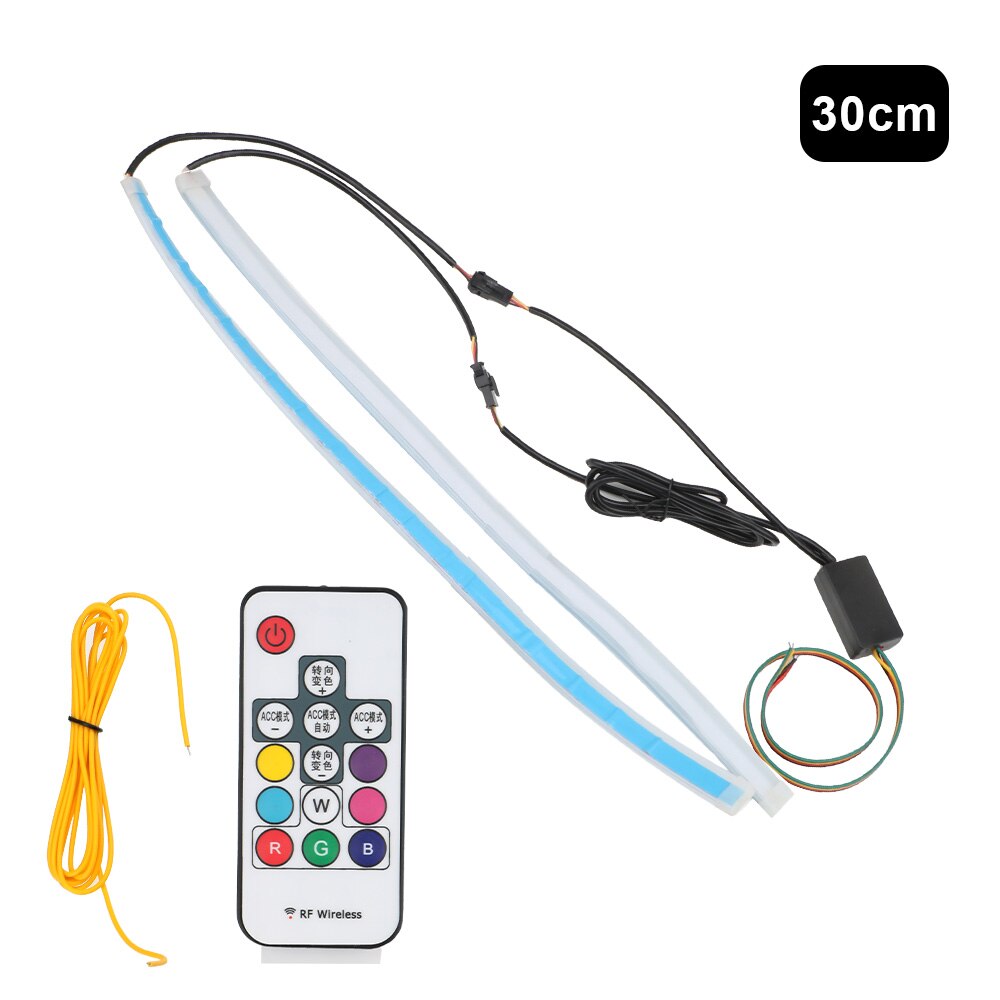 Leepee led richtingaanwijzers drl 2 stuks/set universele multicolor led lichtstrip auto rgb dagrijverlichting flexibel: 30cm