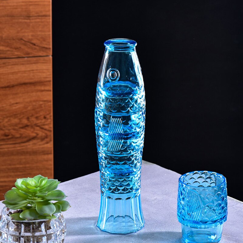 4Pcs/set Koi Fish Cup Fish Shaped Glass Set Stackable Fish Shaped Water Cup Household Water Cup for Wedding Party: BLUE 4 PIECE