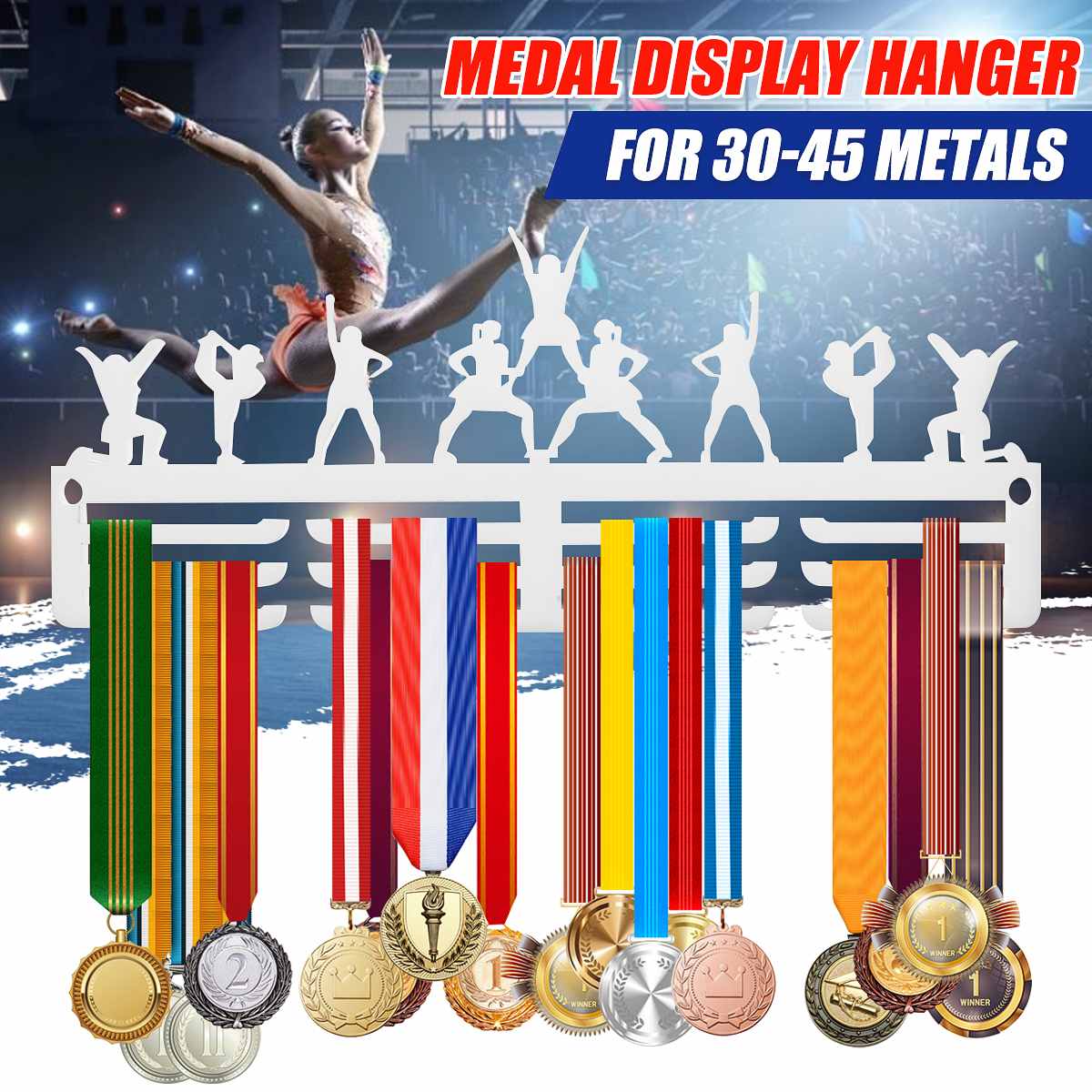 3 lags medalje hængende holder stativ bøjle beslag væg medaljer display kroge cheerleading konkurrence udfordring hjemmekontor væg