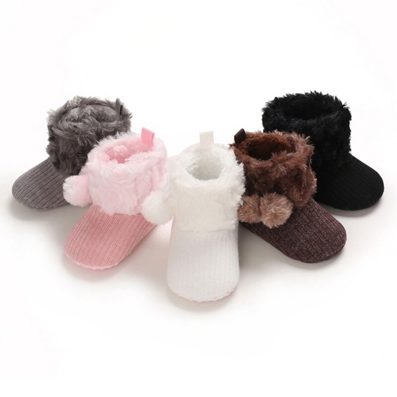 Höst vinter nyfödd baby skor flicka pojke prickiga stickat stövlar casual sneakers halkfria promenadskor med mjuk sulor