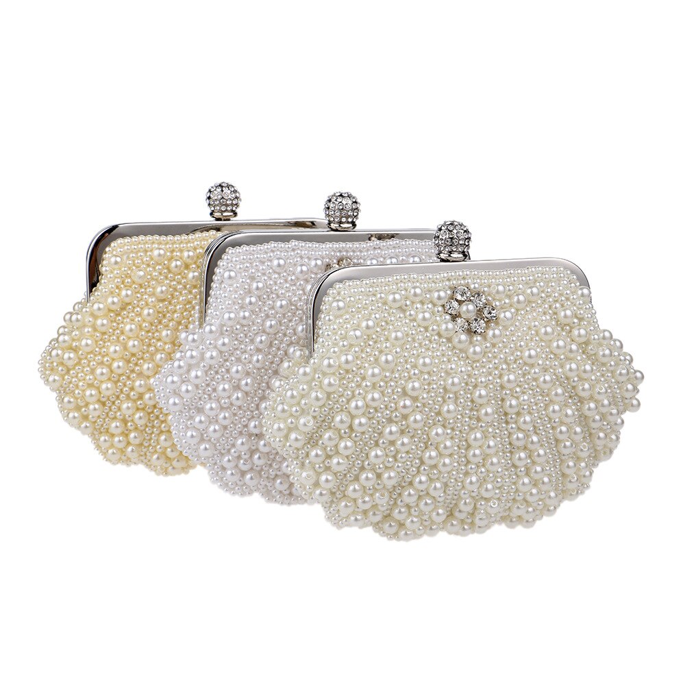 Shell Women Evening Bags Beaded Handmade Diamonds Chan Shoulder Messenger Bag Crystal Wedding Evening Bag