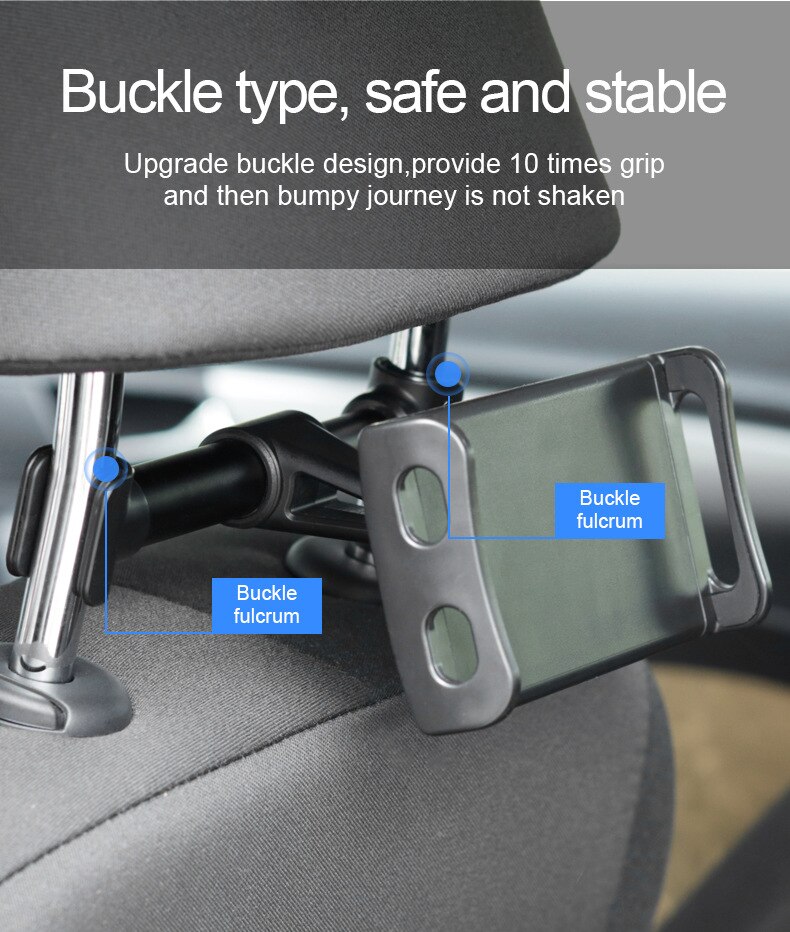 Bil tablet holder stander til ipad 2/3/4 air pro 4-11 ' telefon universal stander beslag bagsæde bil montering mount 360 rotation