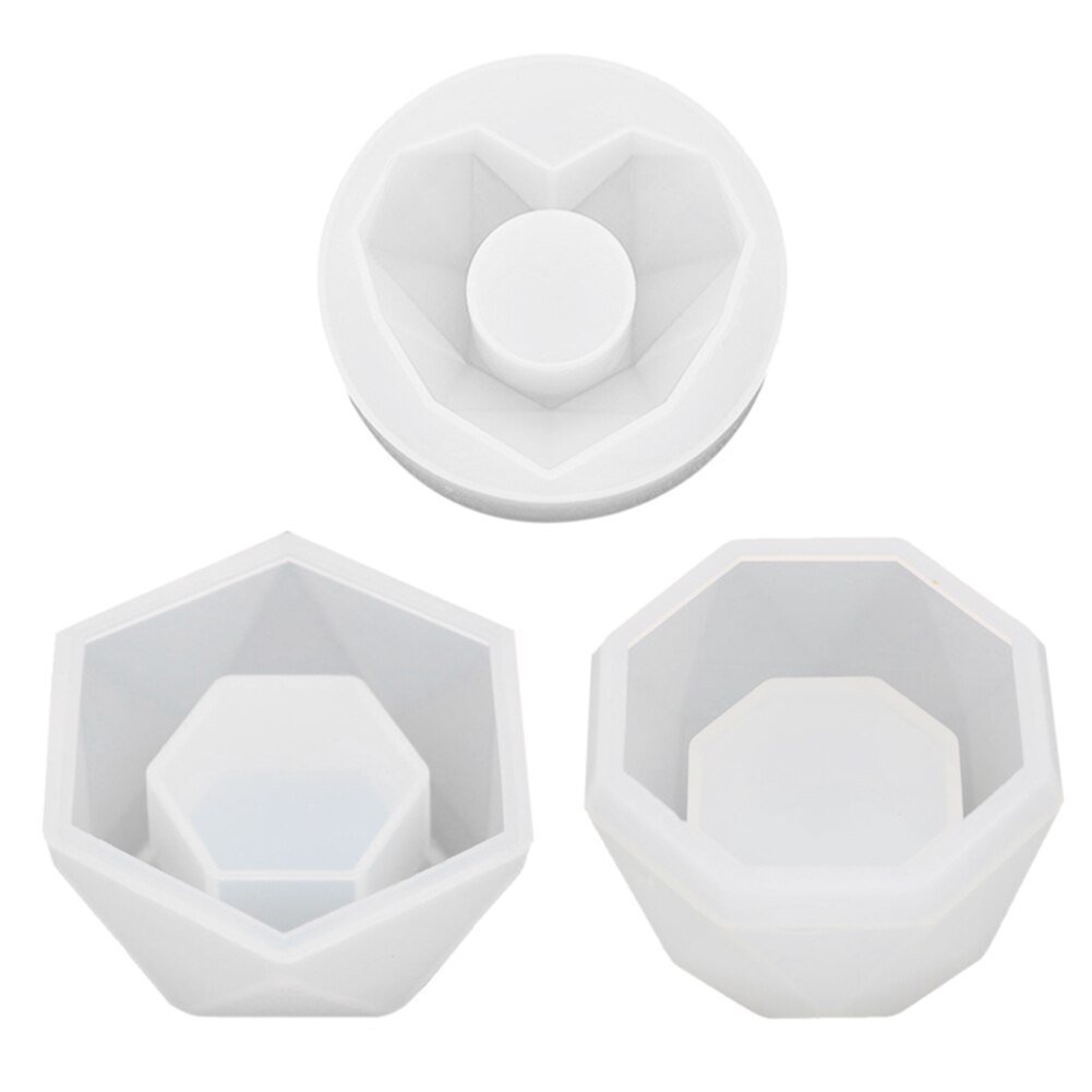 Silicone Plant Pot Molds Form Arts Craft Polygonal Casting Moulds DIY Succulent Flowerpot Clay Mold 3 Styles Concrete Mould
